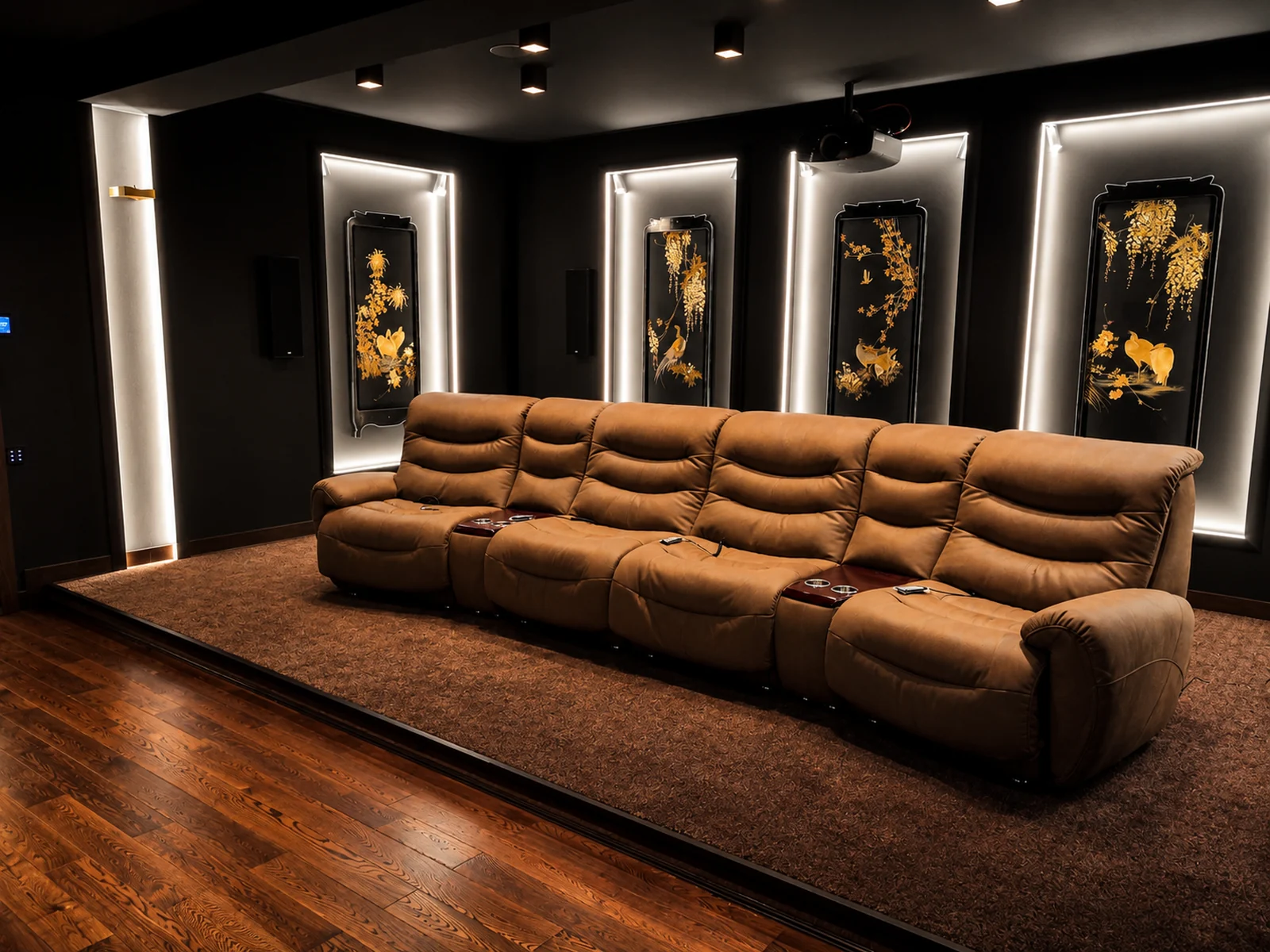 Private home theater installation with cinema seats